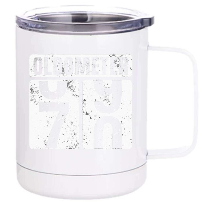 Oldometer 70 Vintage Funny 70th Birthday Gift Idea Front & Back 12oz Stainless Steel Tumbler Cup