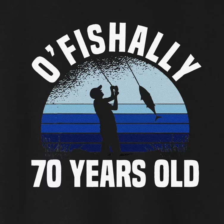 Ofishally 70 Years Old Fisherman 70th Birthday Fishing Women's Crop Top Tee