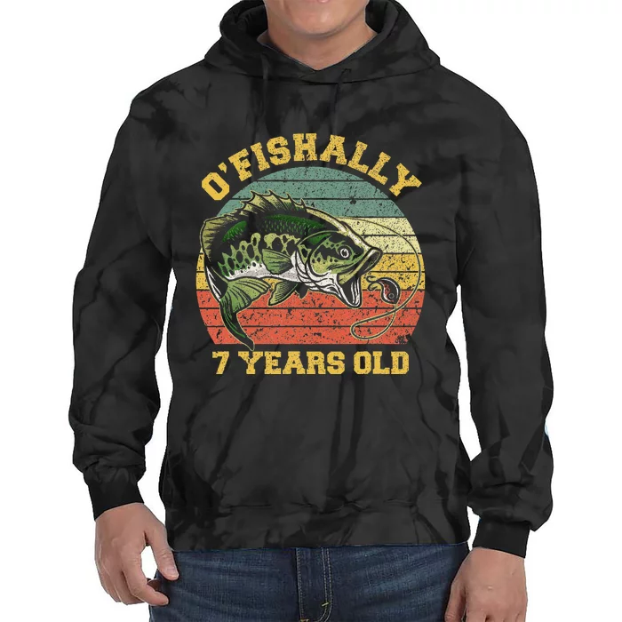 OFishally 7 Years Old Fishing Birthday Theme Party 7th Tie Dye Hoodie