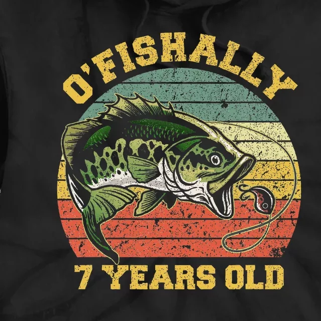 OFishally 7 Years Old Fishing Birthday Theme Party 7th Tie Dye Hoodie