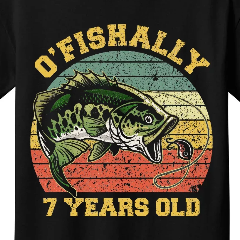 OFishally 7 Years Old Fishing Birthday Theme Party 7th Kids T-Shirt