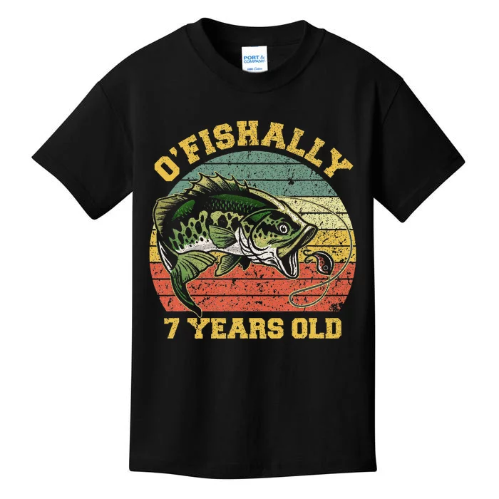 OFishally 7 Years Old Fishing Birthday Theme Party 7th Kids T-Shirt