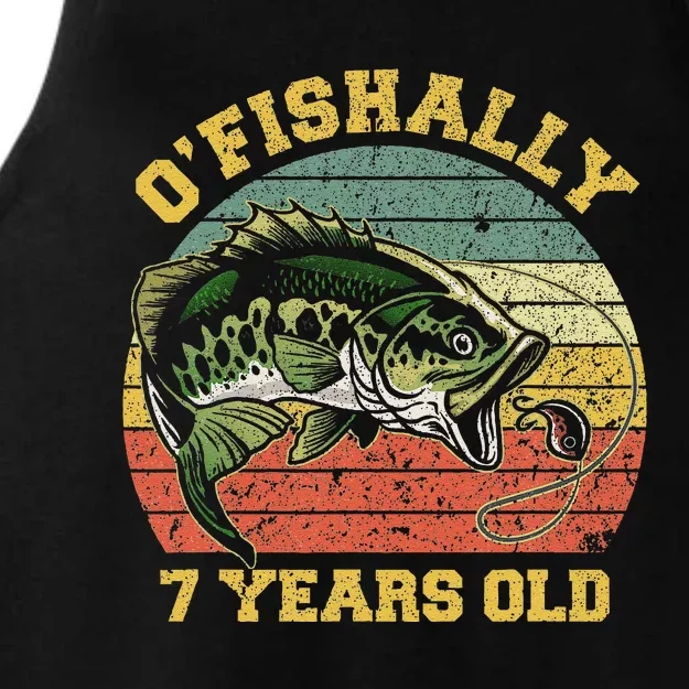 OFishally 7 Years Old Fishing Birthday Theme Party 7th Ladies Tri-Blend Wicking Tank