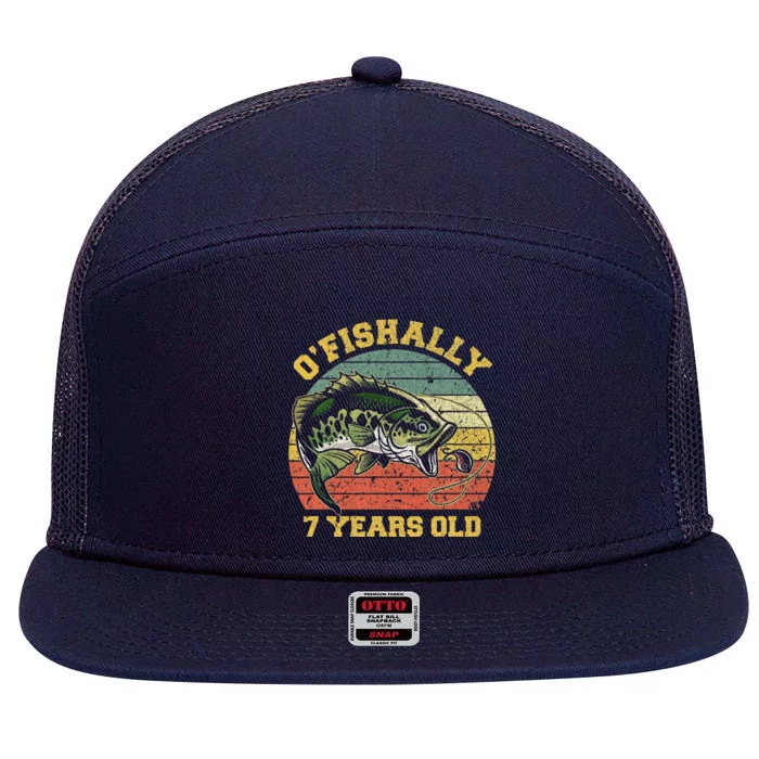 OFishally 7 Years Old Fishing Birthday Theme Party 7th 7 Panel Mesh Trucker Snapback Hat