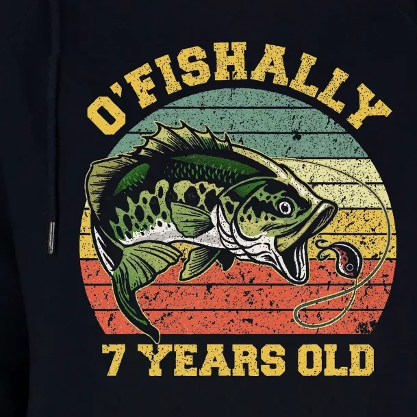 OFishally 7 Years Old Fishing Birthday Theme Party 7th Womens Funnel Neck Pullover Hood