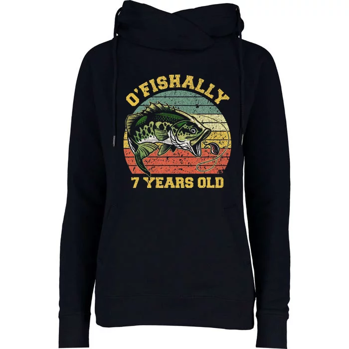 OFishally 7 Years Old Fishing Birthday Theme Party 7th Womens Funnel Neck Pullover Hood