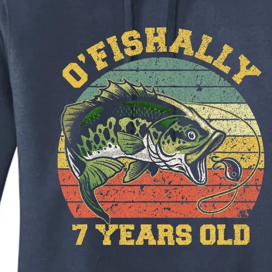 OFishally 7 Years Old Fishing Birthday Theme Party 7th Women's Pullover Hoodie