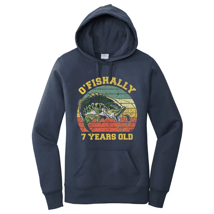 OFishally 7 Years Old Fishing Birthday Theme Party 7th Women's Pullover Hoodie