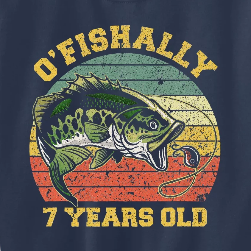 OFishally 7 Years Old Fishing Birthday Theme Party 7th Kids Sweatshirt