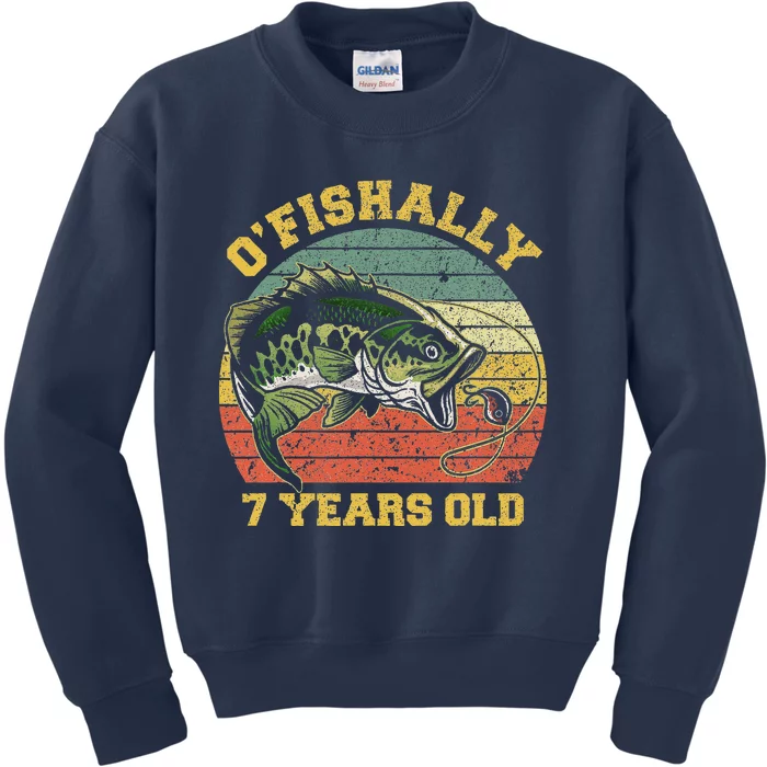 OFishally 7 Years Old Fishing Birthday Theme Party 7th Kids Sweatshirt