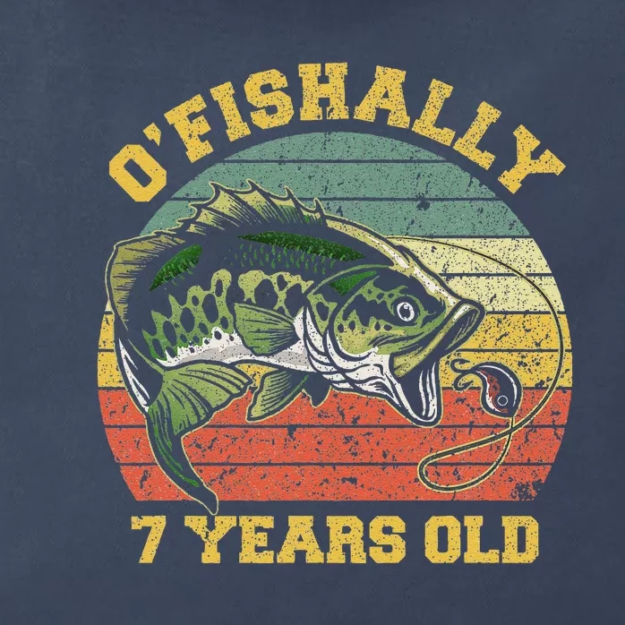 OFishally 7 Years Old Fishing Birthday Theme Party 7th Zip Tote Bag