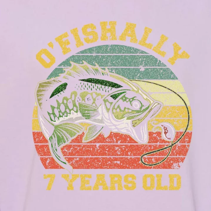 OFishally 7 Years Old Fishing Birthday Theme Party 7th Garment-Dyed Sweatshirt