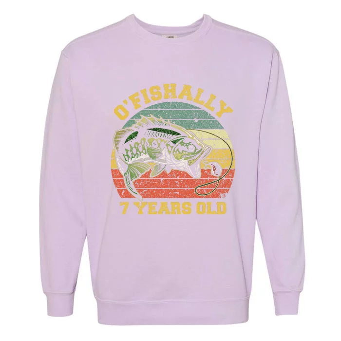 OFishally 7 Years Old Fishing Birthday Theme Party 7th Garment-Dyed Sweatshirt