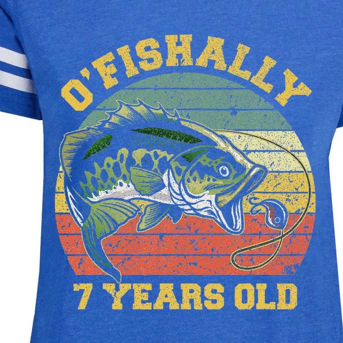 OFishally 7 Years Old Fishing Birthday Theme Party 7th Enza Ladies Jersey Football T-Shirt