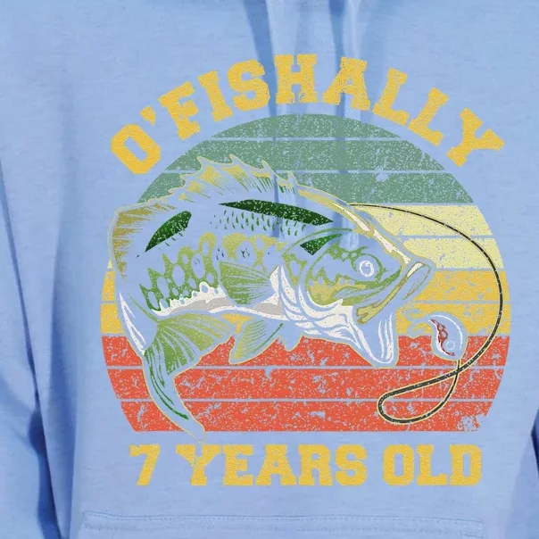 OFishally 7 Years Old Fishing Birthday Theme Party 7th Unisex Surf Hoodie