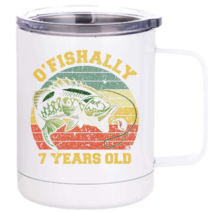 OFishally 7 Years Old Fishing Birthday Theme Party 7th Front & Back 12oz Stainless Steel Tumbler Cup