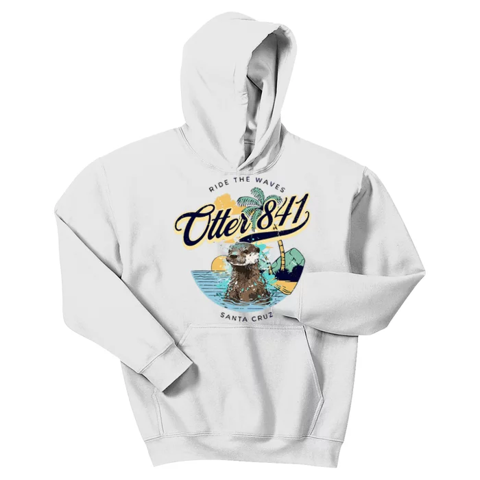 Otter 841 Surfing Otter 841 California Surf Board Otter 841 Kids Hoodie