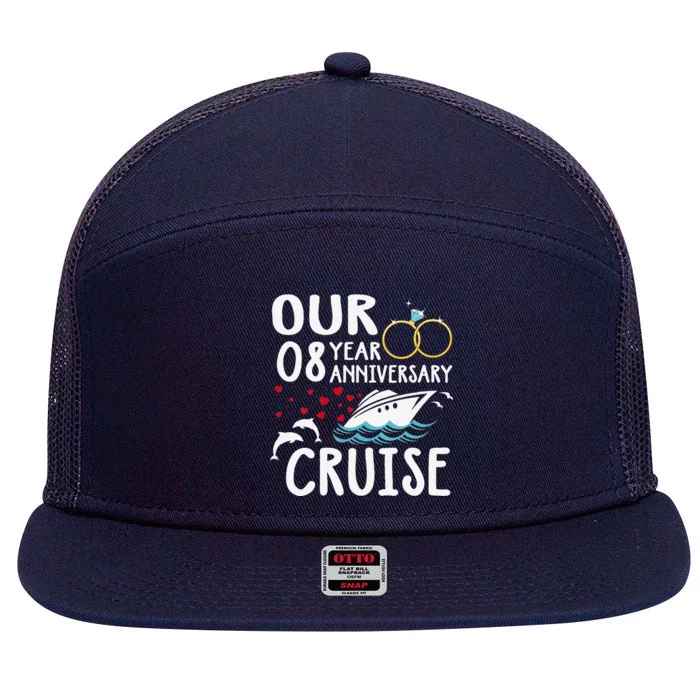 Our 8 Year Anniversary Cruise Trip Wedding Marriage Couple 7 Panel Mesh Trucker Snapback Hat