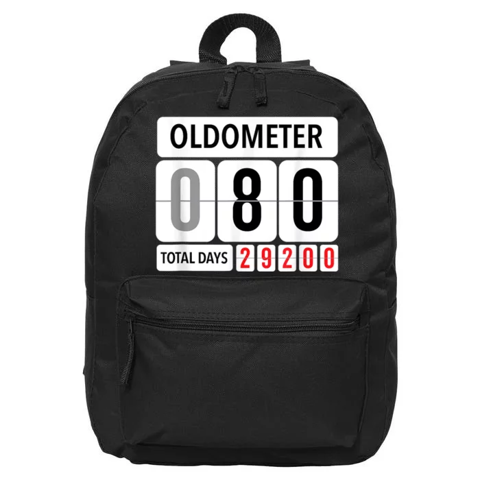 Oldometer 80 Year Old Funny 80th Birthday Gift Black 16 in Basic Backpack