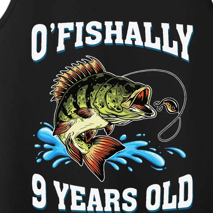 OFishally 9 Years Old Fishing Fisherman 9th Birthday Performance Tank