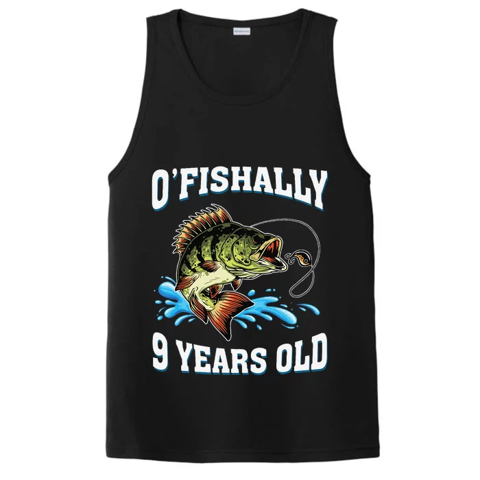 OFishally 9 Years Old Fishing Fisherman 9th Birthday Performance Tank