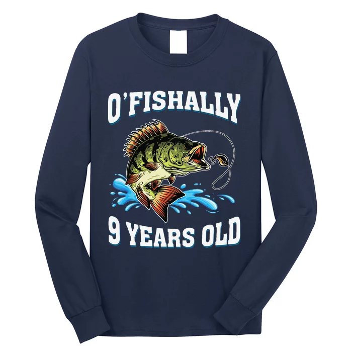 OFishally 9 Years Old Fishing Fisherman 9th Birthday Long Sleeve Shirt