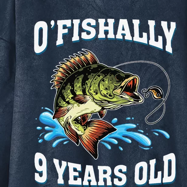 OFishally 9 Years Old Fishing Fisherman 9th Birthday Hooded Wearable Blanket