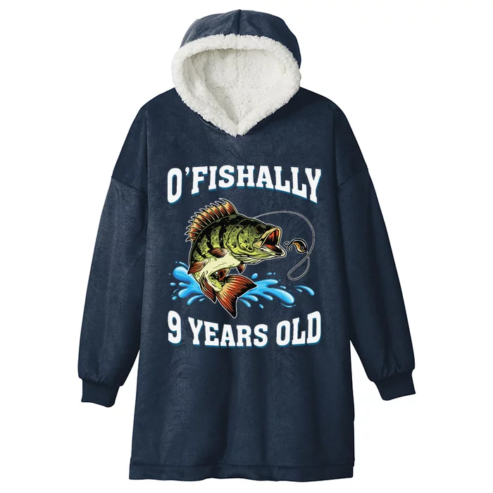 OFishally 9 Years Old Fishing Fisherman 9th Birthday Hooded Wearable Blanket