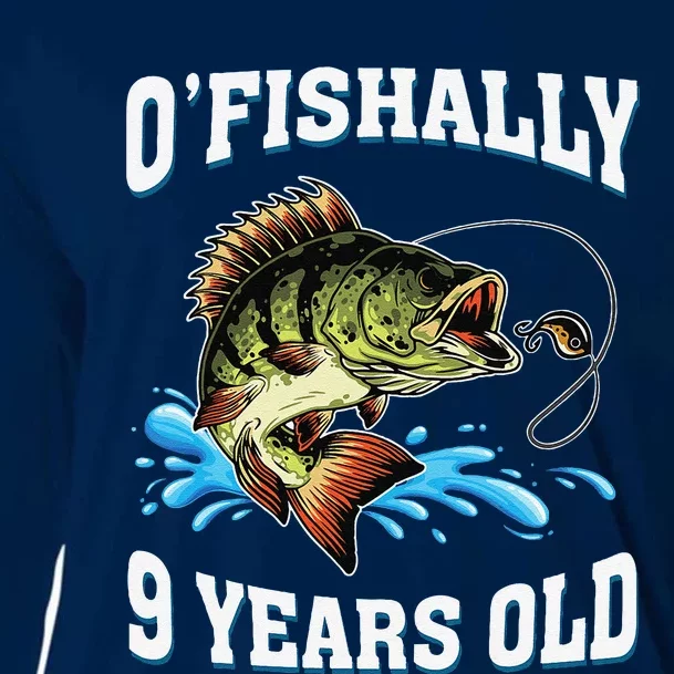 OFishally 9 Years Old Fishing Fisherman 9th Birthday Cooling Performance Long Sleeve Crew