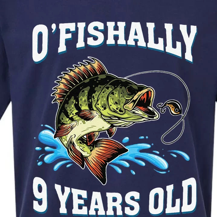 OFishally 9 Years Old Fishing Fisherman 9th Birthday Sueded Cloud Jersey T-Shirt