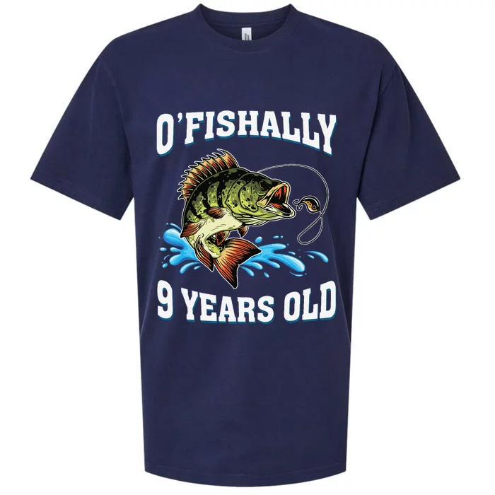 OFishally 9 Years Old Fishing Fisherman 9th Birthday Sueded Cloud Jersey T-Shirt