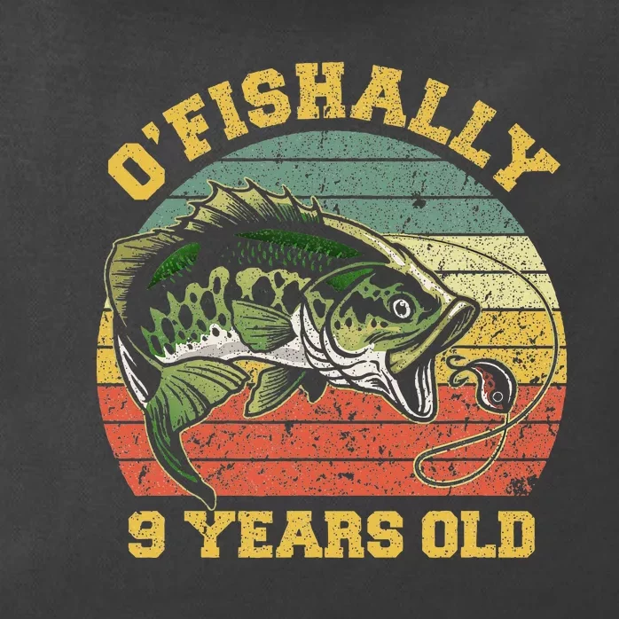 OFishally 9 Years Old Fishing Birthday Theme Party 9th Zip Tote Bag