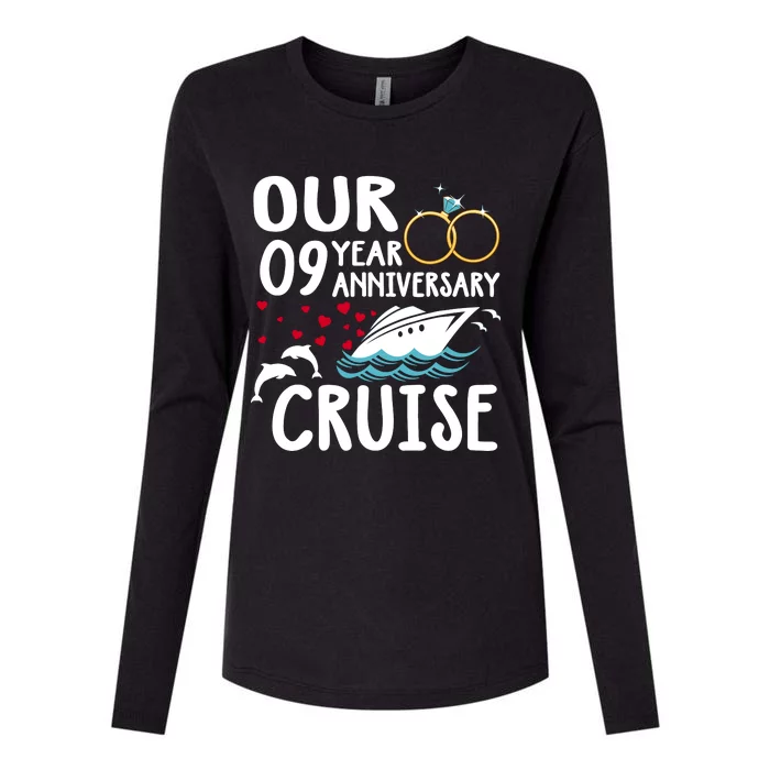 Our 9 Year Anniversary Cruise Trip Wedding Marriage Couple Womens Cotton Relaxed Long Sleeve T-Shirt