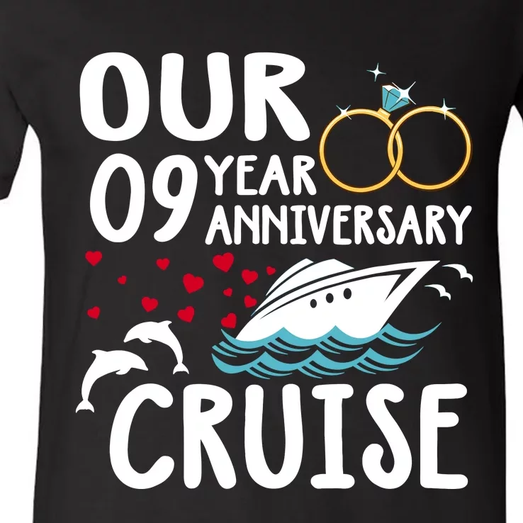 Our 9 Year Anniversary Cruise Trip Wedding Marriage Couple V-Neck T-Shirt