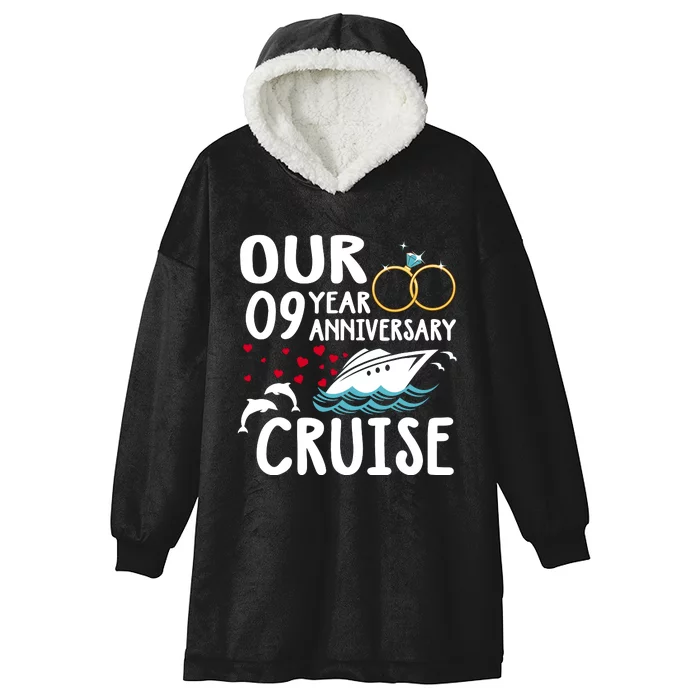 Our 9 Year Anniversary Cruise Trip Wedding Marriage Couple Hooded Wearable Blanket