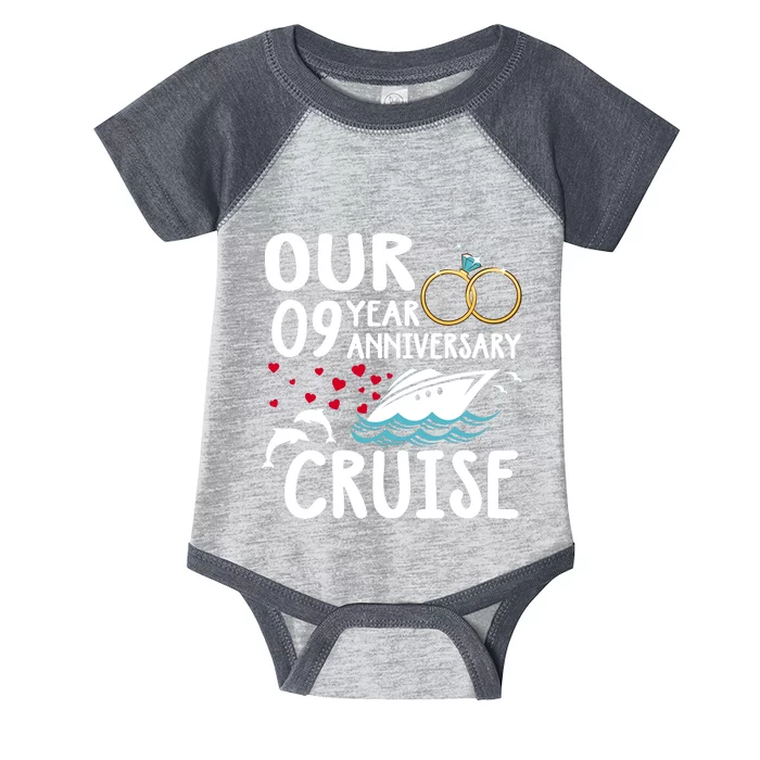 Our 9 Year Anniversary Cruise Trip Wedding Marriage Couple Infant Baby Jersey Bodysuit