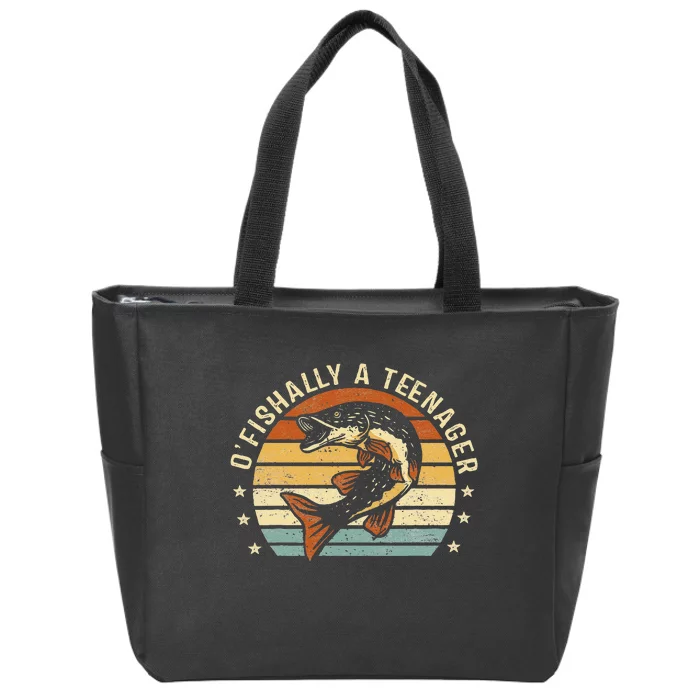 OFishally Anager 13th Birthday Fishing Fisherman Gifts Zip Tote Bag