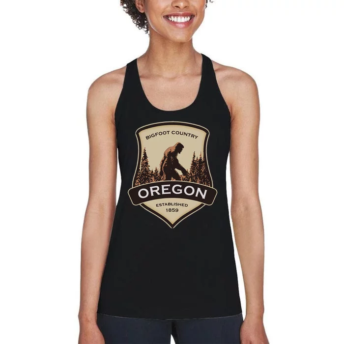 Oregon And A Bigfoot Or A Sasquatch Women's Racerback Tank