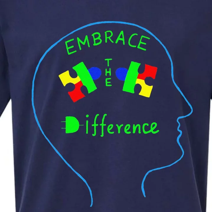 Oviyam Autism Awareness Embrace Difference Puzzle Sueded Cloud Jersey T-Shirt