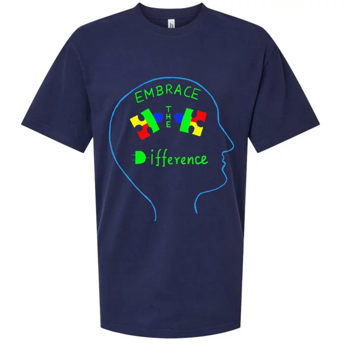 Oviyam Autism Awareness Embrace Difference Puzzle Sueded Cloud Jersey T-Shirt