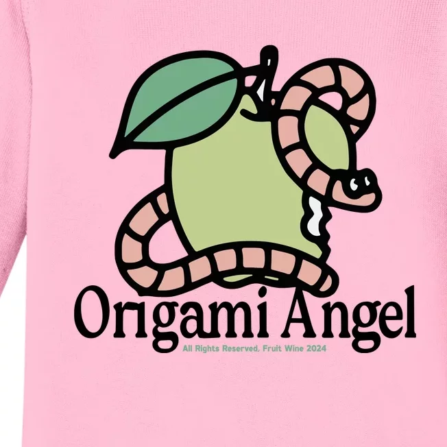 Origami Angel Apple Worm Baby Long Sleeve Bodysuit