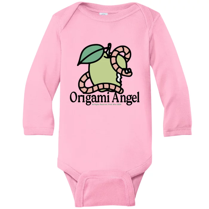 Origami Angel Apple Worm Baby Long Sleeve Bodysuit