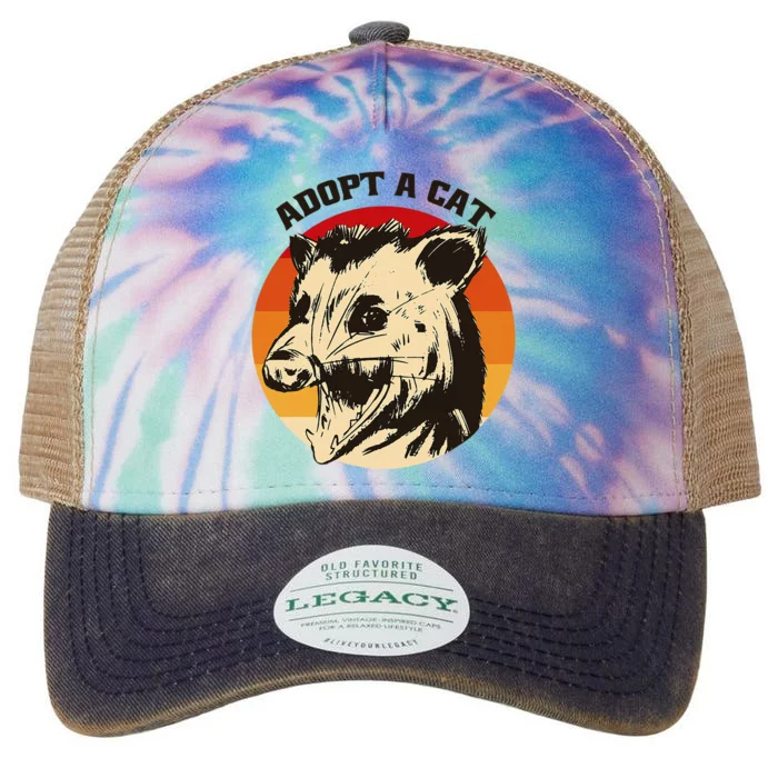 Opossum Adopt A Cat Vintage Funny Possum Legacy Tie Dye Trucker Hat