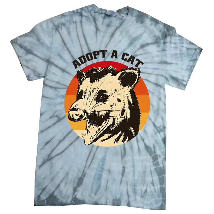 Opossum Adopt A Cat Vintage Funny Possum Tie-Dye T-Shirt