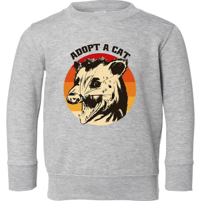 Opossum Adopt A Cat Vintage Funny Possum Toddler Sweatshirt