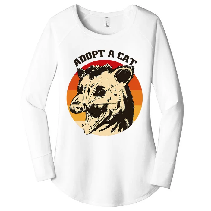 Opossum Adopt A Cat Vintage Funny Possum Women's Perfect Tri Tunic Long Sleeve Shirt