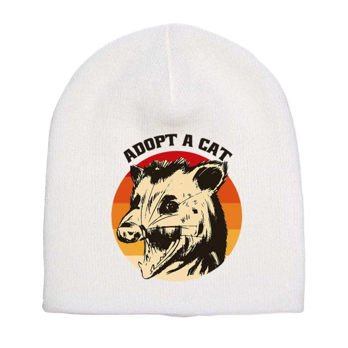 Opossum Adopt A Cat Vintage Funny Possum Short Acrylic Beanie