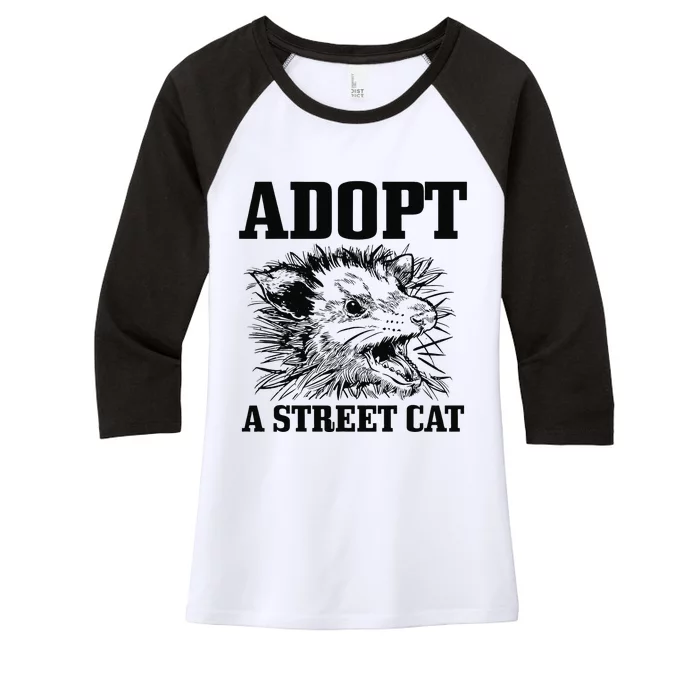 Opossum Adopt A Cat Vintage Funny Possum Women's Tri-Blend 3/4-Sleeve Raglan Shirt