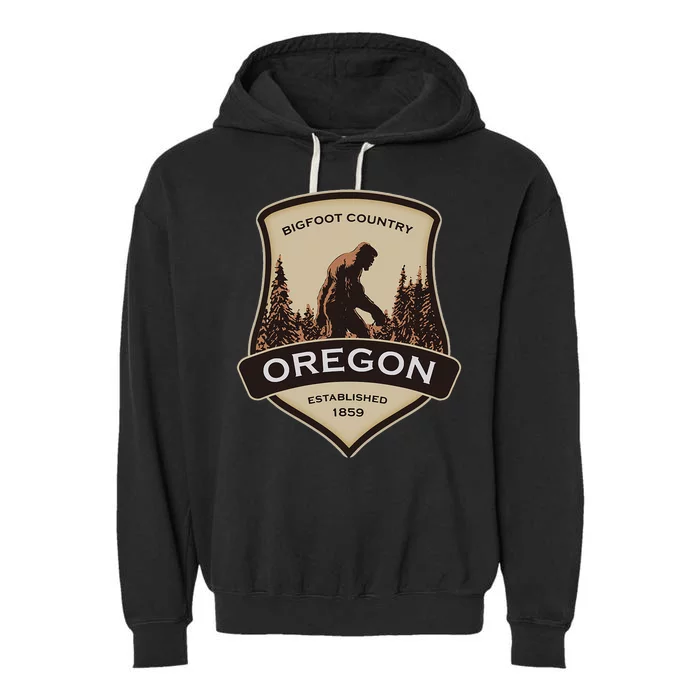 Oregon And A Bigfoot Or A Sasquatch Garment-Dyed Fleece Hoodie