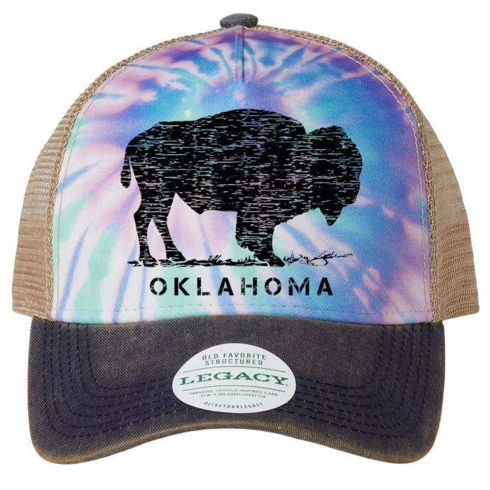 Oklahoma And American Buffalo Bison Legacy Tie Dye Trucker Hat